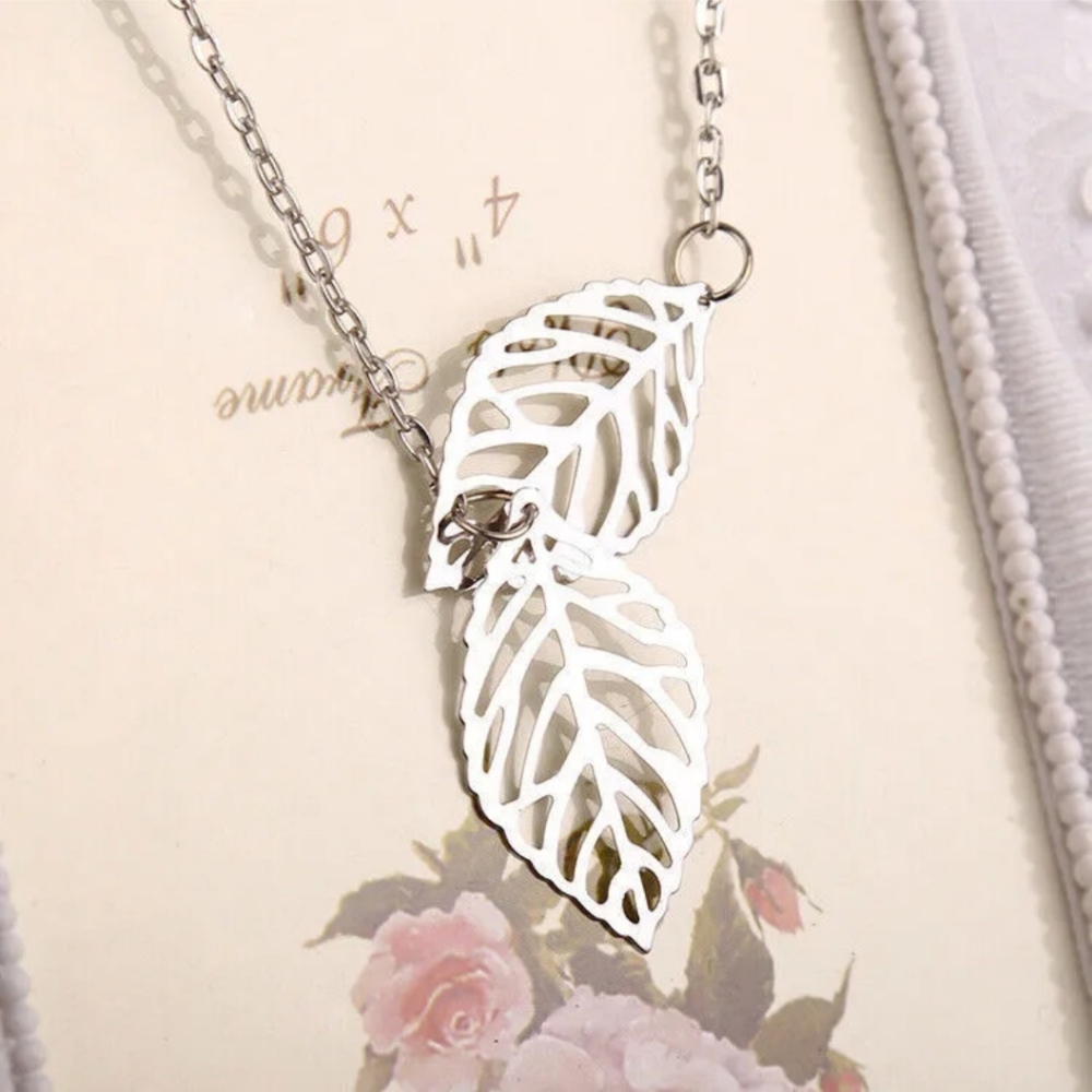 Gold Lasercut Leaf Floral Plant Leafs Alloy Lariate Choker Necklace - Picture 9 of 16